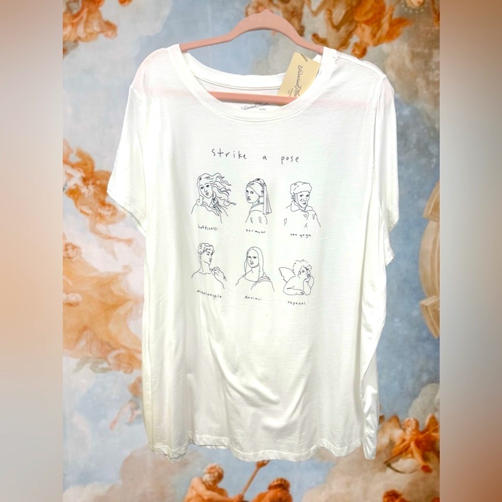 Universal Thread women’s plus size shirt famous historical artist sketch ivory